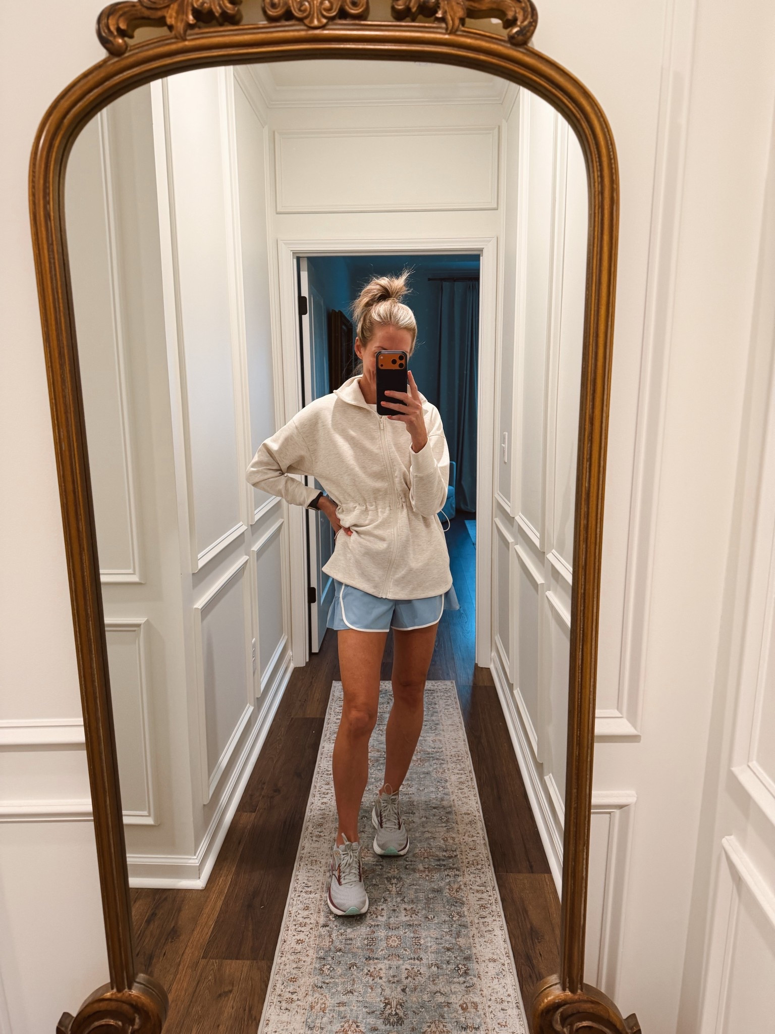 This target jacket is only $28 today. Grab it along with these $17 running short shorts they will be on repeat love them both.
Wearing a small and the jacket and and shorts