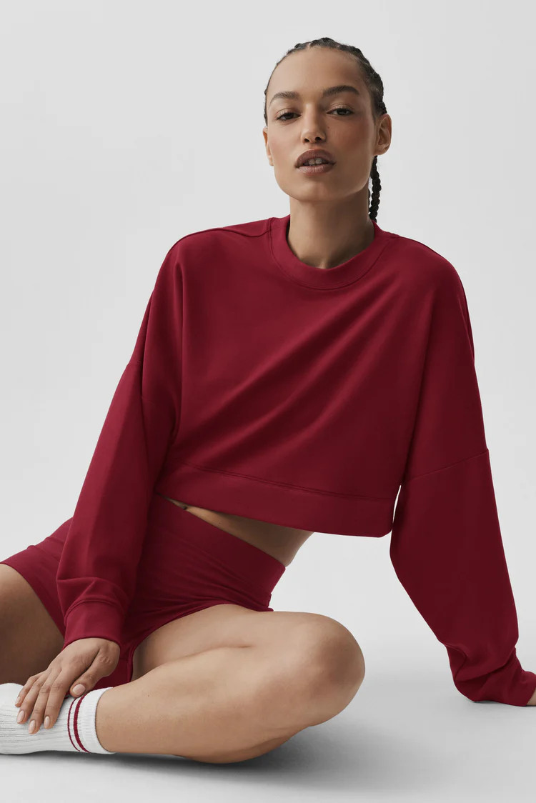 Cropped Sway Crew Neck Pullover | Alo Yoga