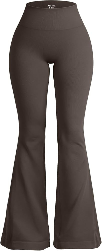 OQQ Women's Flared Pants High Waisted Yoga Leggings Stretchy Bell Buttom Wide Leg | Amazon (US)