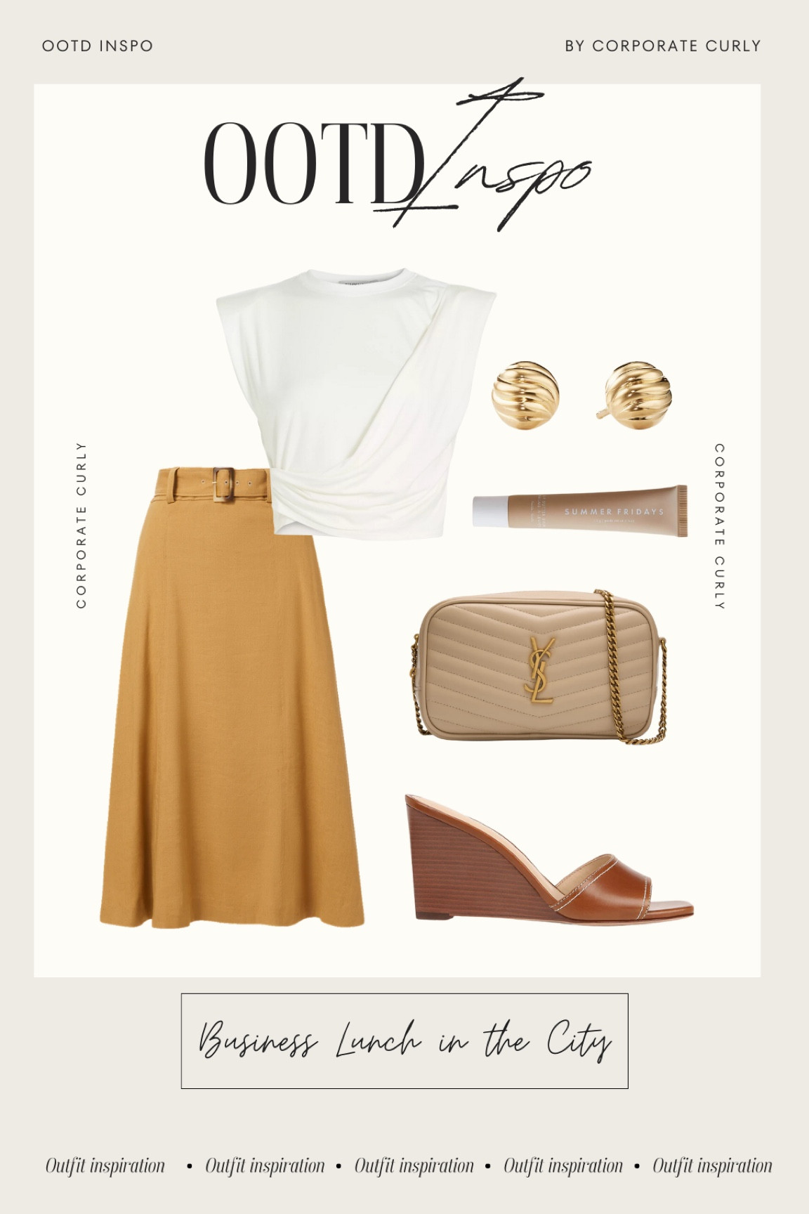 Perfect outfit for a business lunch in the city! Wrap-style blouse, A-line midi skirt, wedge sandals, and crossbody bag.

#WorkFashion #OfficeWear #CityStyle #FashionInspiration #ChicAndStylish #ProfessionalLook #OutfitInspo #FashionFinds #WorkChic



#LTKWorkwear #LTKShoeCrush #LTKStyleTip