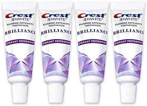 Crest 3D White Brilliance Toothpaste, Vibrant Peppermint, Travel Size 0.85 oz (24g) - Pack of 4 | Amazon (US)