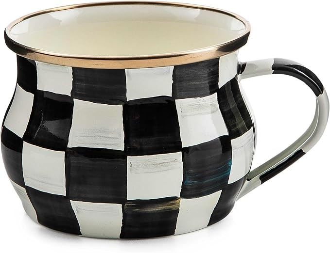 MACKENZIE-CHILDS Courtly Check Enamel Teacup, Unique Coffee and Tea Cup, Tea Accessories | Amazon (US)