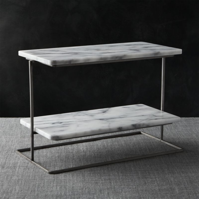 French Kitchen Marble 2-Tier Server | Crate & Barrel
