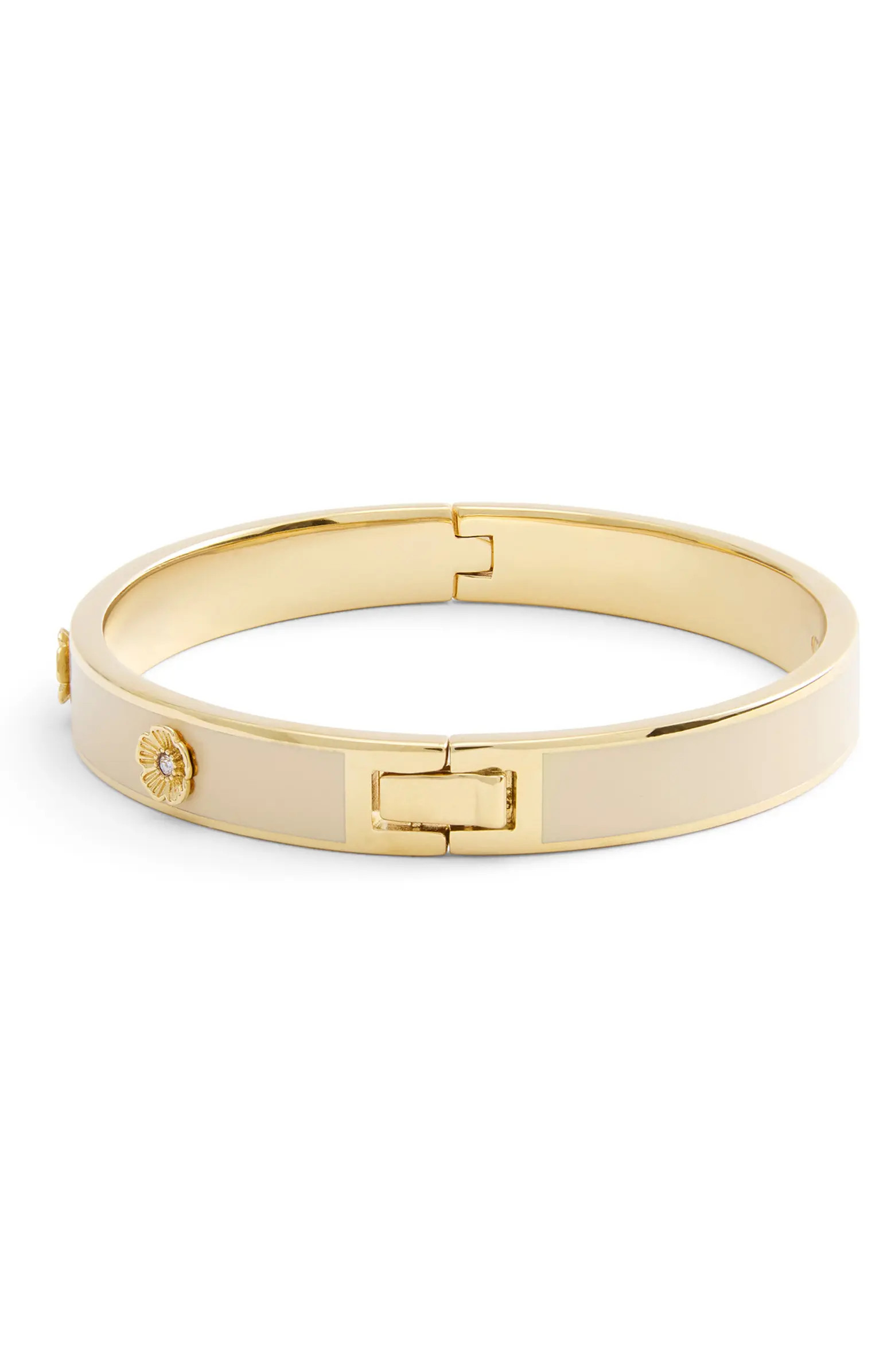 COACH Tea Rose Enamel Hinged Bangle Bracelet | Nordstrom | Nordstrom