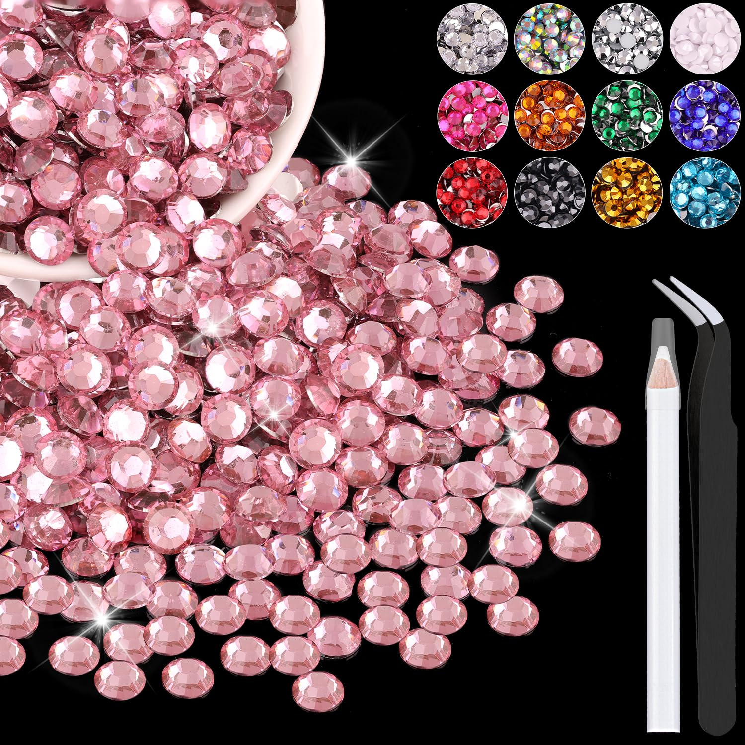 2500PCS 5mm Resin Rhinestones in Bulk (Dark Pink), Bedazzling Flatback Crystals for Crafts DIY Na... | Amazon (US)
