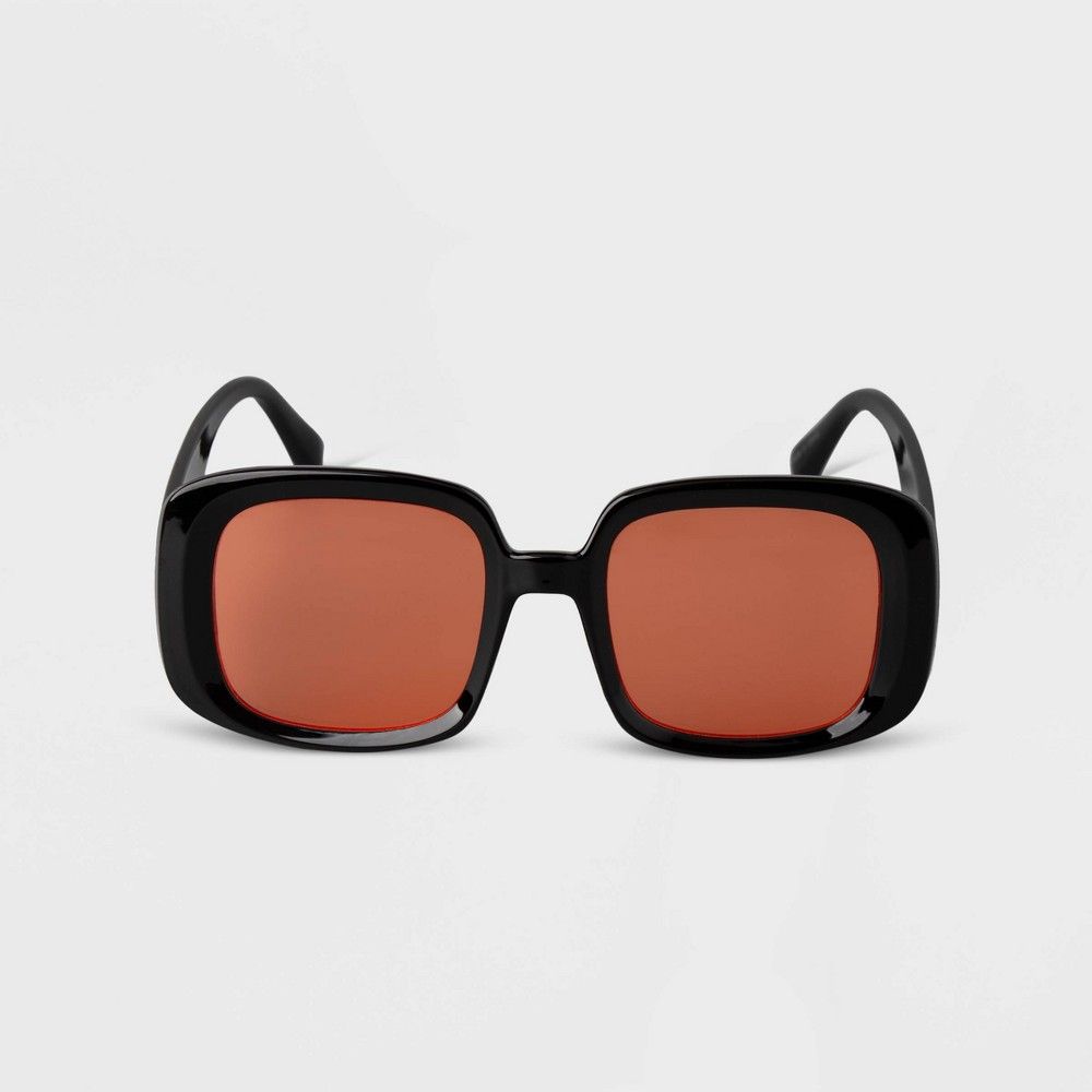 Women's Plastic Rectangle Sunglasses - A New Day Black | Target