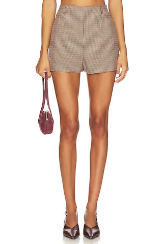 ASTR the Label Gisselle Shorts in Brown Wine Plaid from Revolve.com | Revolve Clothing (Global)