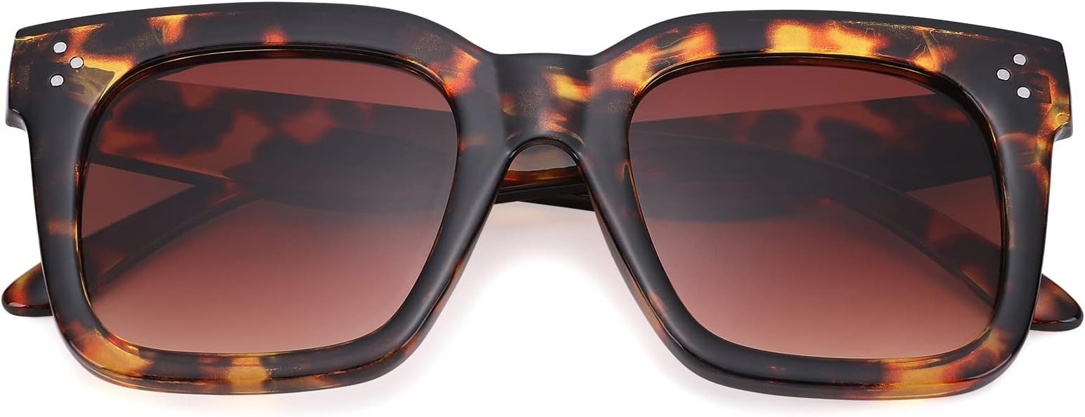 Bouryo Retro Oversized Square Sunglasses for Women Flat Lens Sun Glasses Gradient Shades UV400 | Amazon (US)