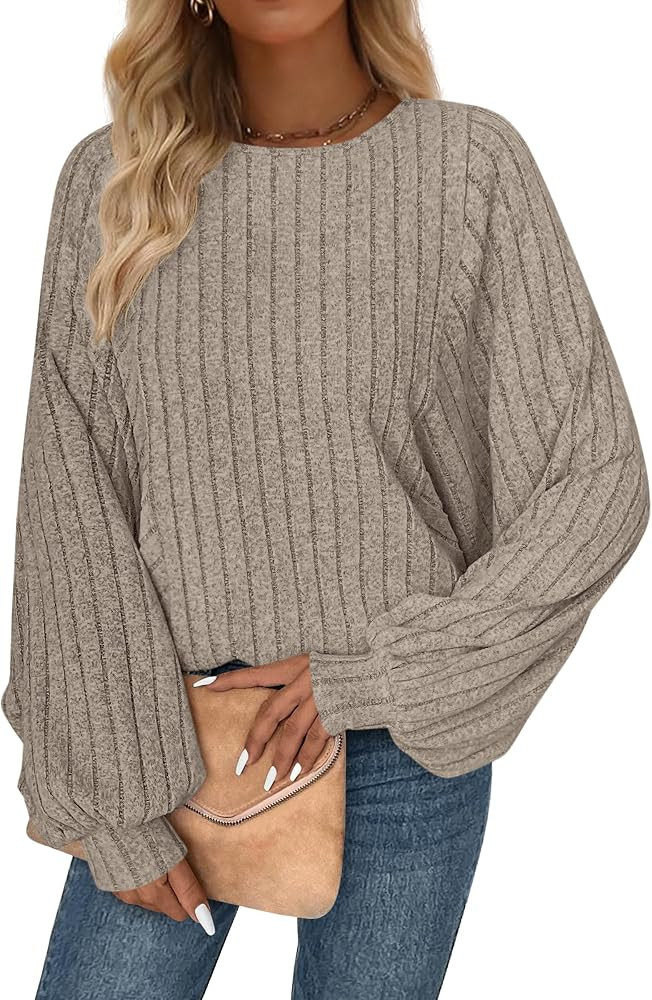 PRETTYGARDEN Womens Batwing Long Sleeve Shirts Fall Fashion Crewneck Tunic Tops Dressy Casual Loo... | Amazon (US)