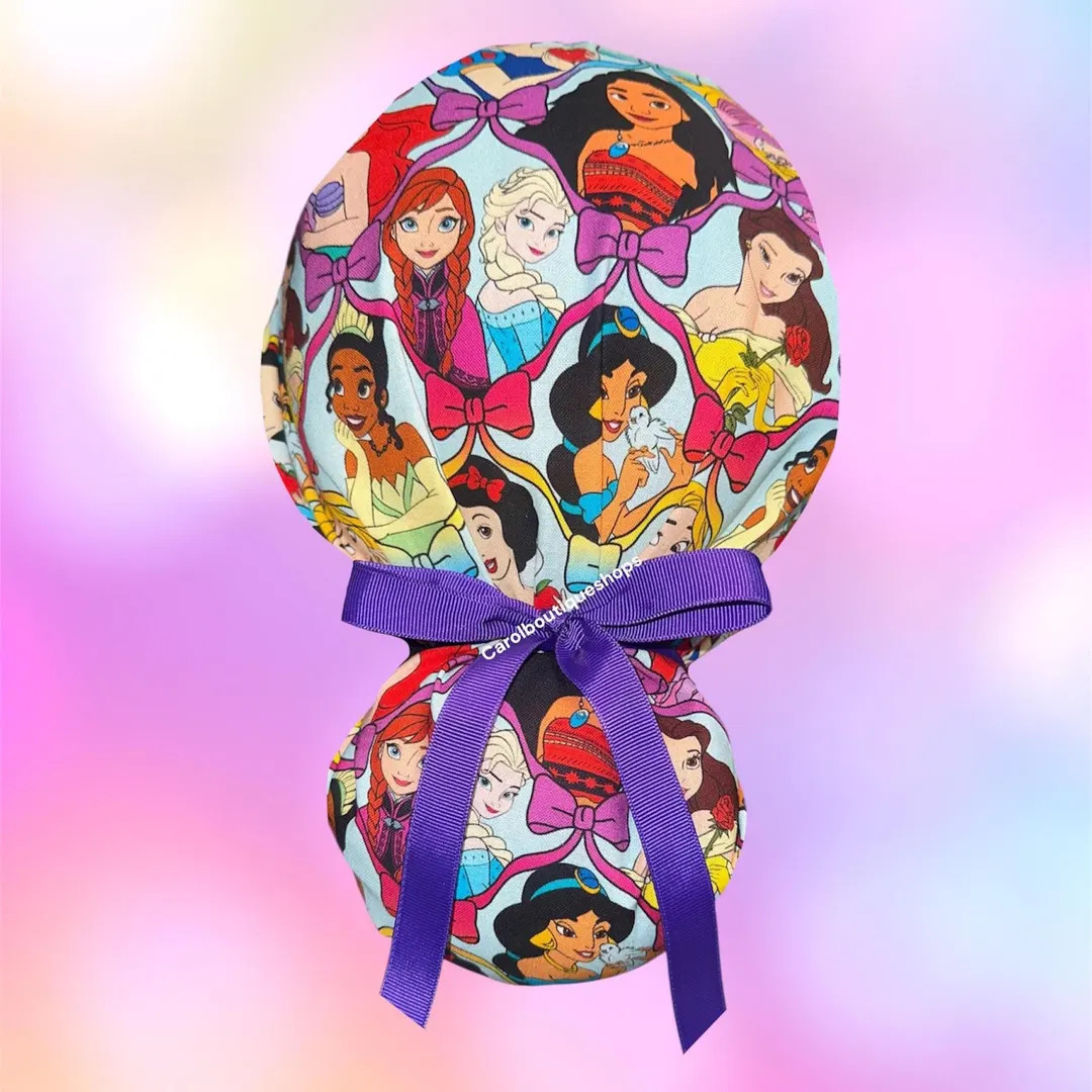 Princess ponytail scrub cap, Villains scrub cap, Cartoon Scrub Cap, Alice in Wonderland scrub cap... | Etsy (US)