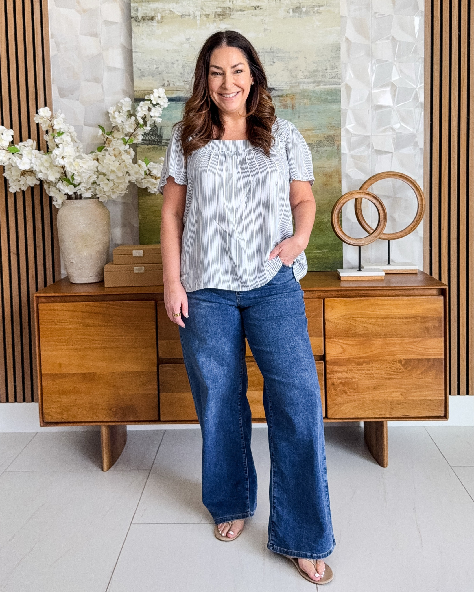 Spring Casual outfit with wide leg jeans that run small in the waist- wearing 12 // top runs large  

 

#LTKOver40 #LTKSaleAlert #LTKMidsize