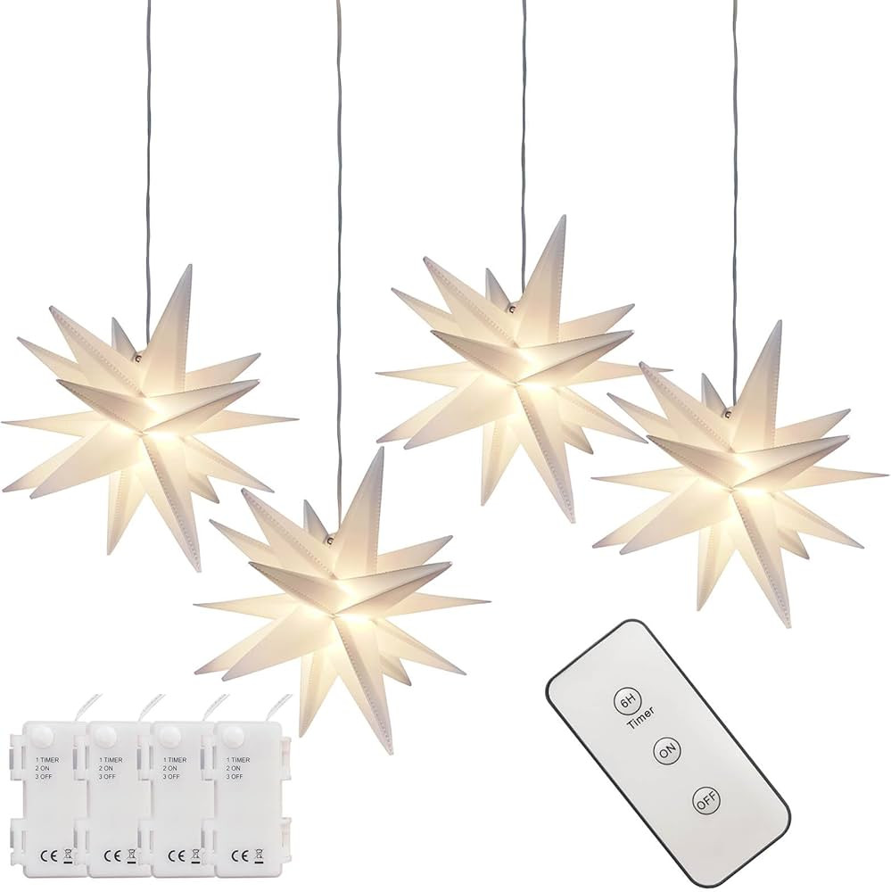 Leejec 9.4" Moravian Star Outdoor Light with Remote Control, Christmas Decorations, Indoor Hangin... | Amazon (US)