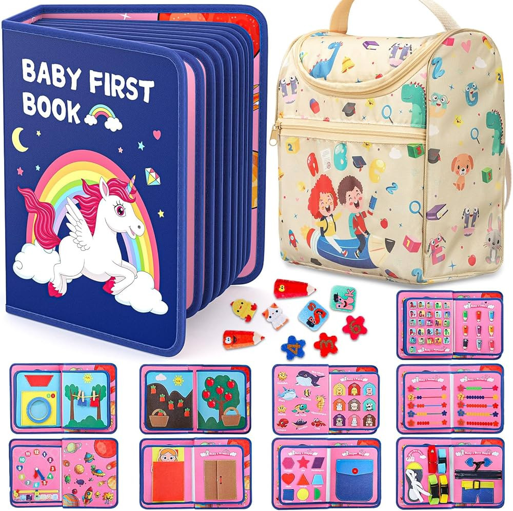 20 in 1 Montessori-Toys Busy Board for Toddlers 1-3, Busy Book for 1 2 3 Year Old Boy Girls Birth... | Amazon (US)