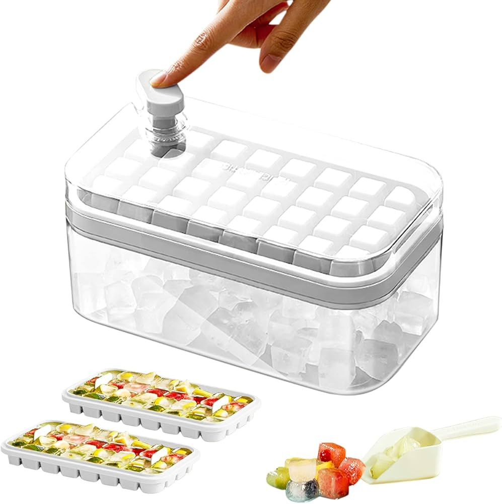AHOUGER Ice Cube Tray with Lid, 2023 Easy Releas 64 Ice Cubes Molds with Storage Bin, Ice Trays f... | Amazon (CA)