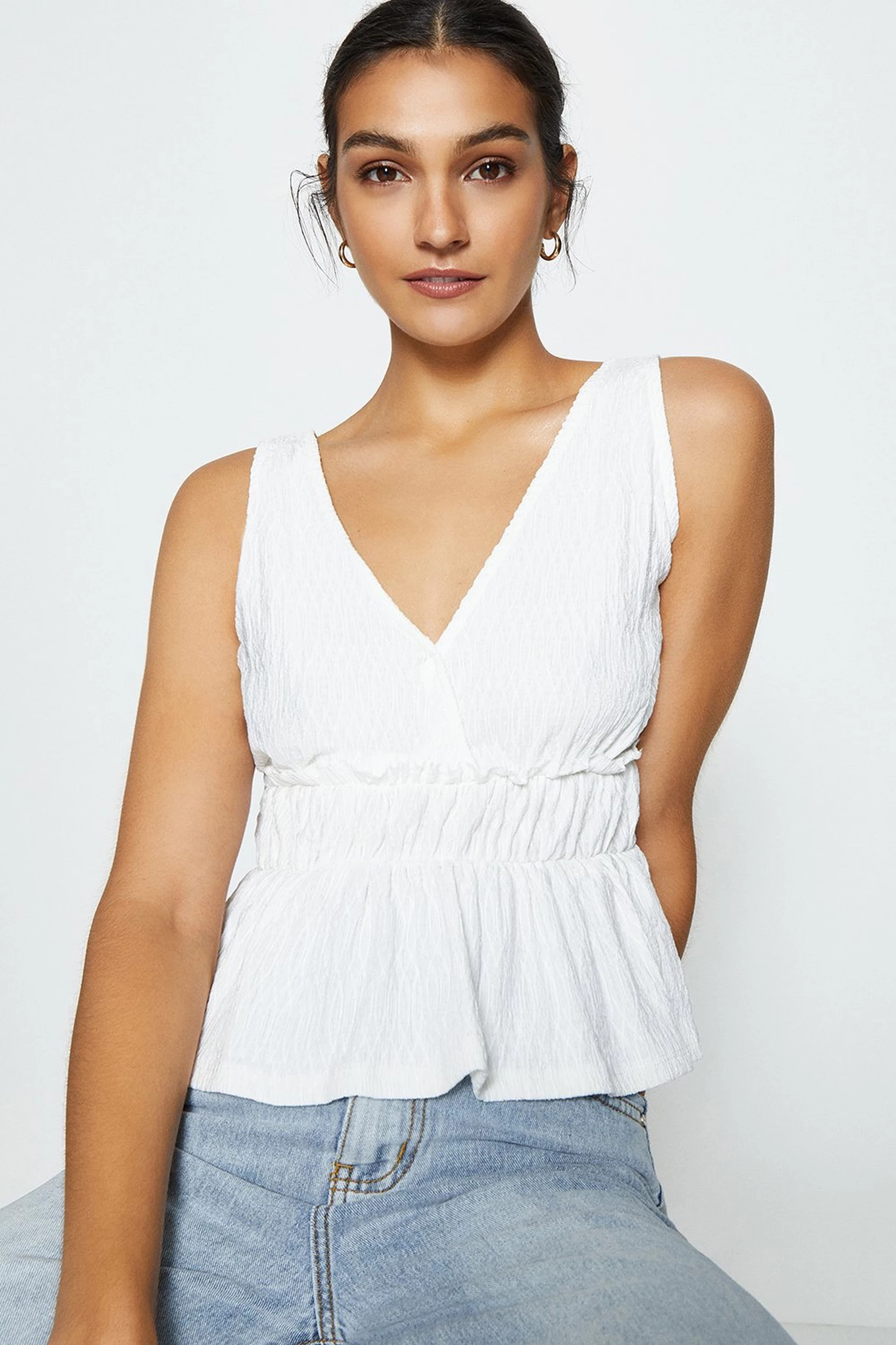Sleeveless V-Neck Shirred Waist Top | Coast UK & IE