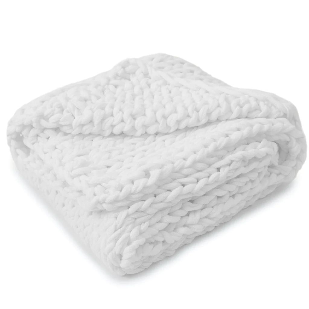 Chunky Cable Knit Plush Throw Blanket - Light Natural - Dormify | Dormify