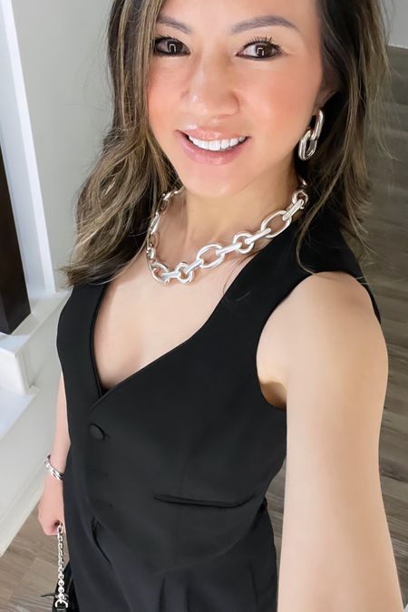 This necklace and earrings duo are my favorite and most worn. ⚡️ Chunky jewelry is in—one and done + a forever piece. 20% off right now, run! Looks great styled with everything. Would make a lovely gift for her or yourself 😉

Jewelry, necklace, earrings, vest, trousers, all black outfit, spring outfit, summer outfit, sale, Ring Concierge, Abercrombie, The Stylizt 





#LTKStyleTip #LTKGiftGuide #LTKSaleAlert