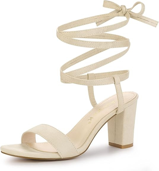 Allegra K Women's Lace Up Chunky Heels Sandals | Amazon (US)