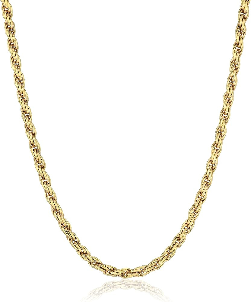 Amazon Essentials Sterling Silver Diamond Cut Rope Chain Necklace (previously Amazon Collection) | Amazon (US)