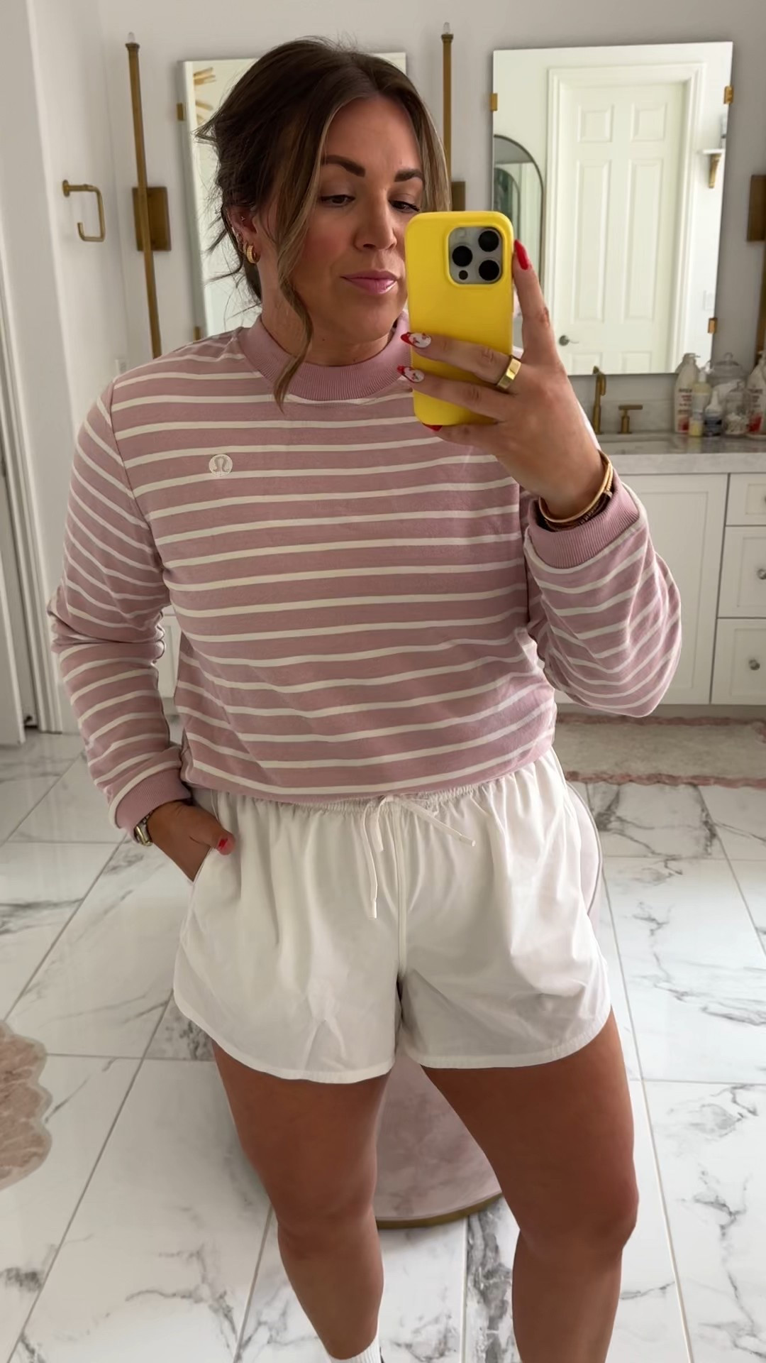 curvy midsize workout look! wearing size large in pullover and bra and size 12 in lined shorts 

#LTKActive #LTKMidsize #LTKFindsUnder100