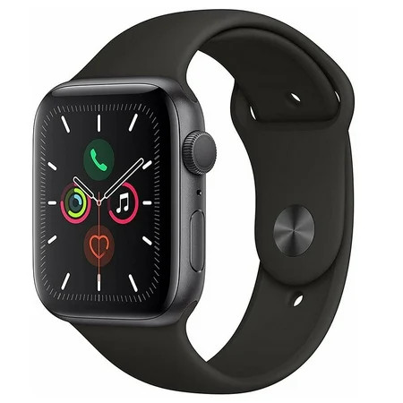 Refurbished Apple Watch Series 5 44mm GPS Aluminum Space Gray Black Sport Band Smartwatch | Walmart (US)
