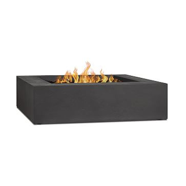 Concrete Low Square Fire Table, 43", Carbon | West Elm (US)