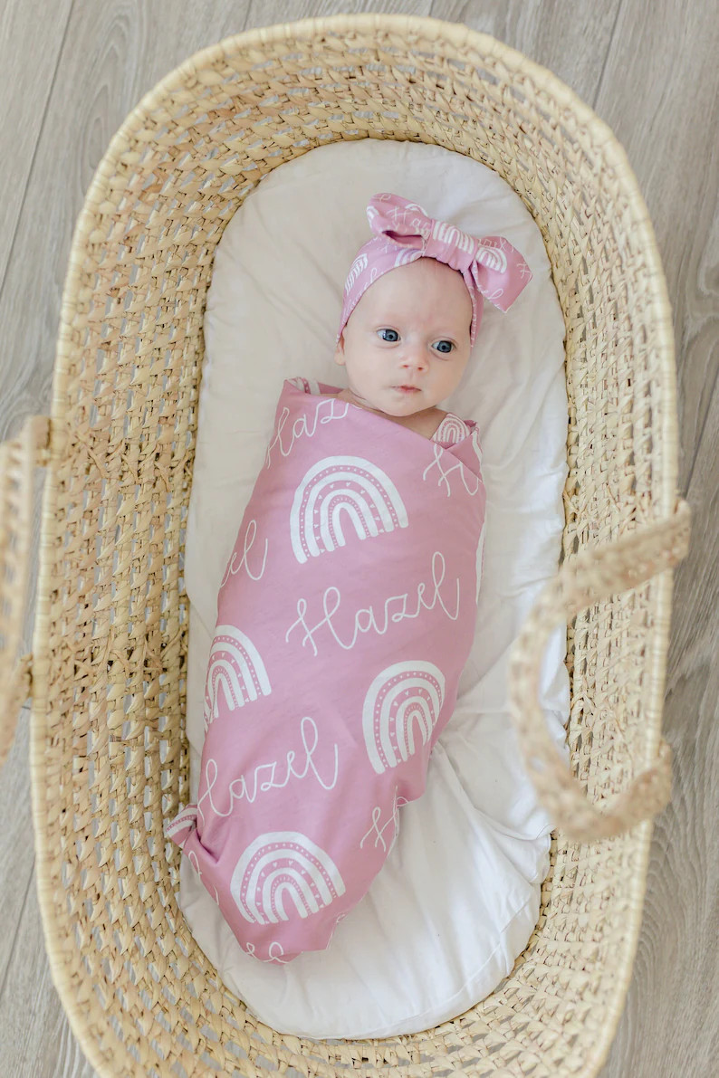 Personalized Name Rainbow Blanket / Minky Swaddle Gown Knot | Etsy | Etsy (US)