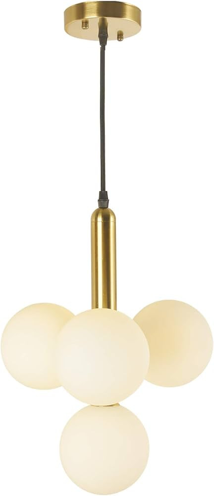4 Lights Modern Globe Pendant Light Fixture Mid Century Chandelier G9 Bulb Brushed Brass Finished... | Amazon (US)
