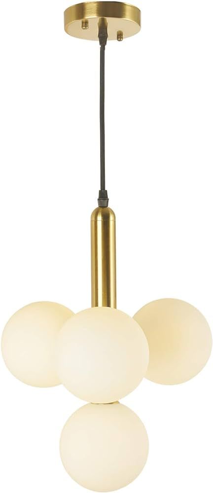 4 Lights Modern Globe Pendant Light Fixture Mid Century Chandelier G9 Bulb Brushed Brass Finished... | Amazon (US)