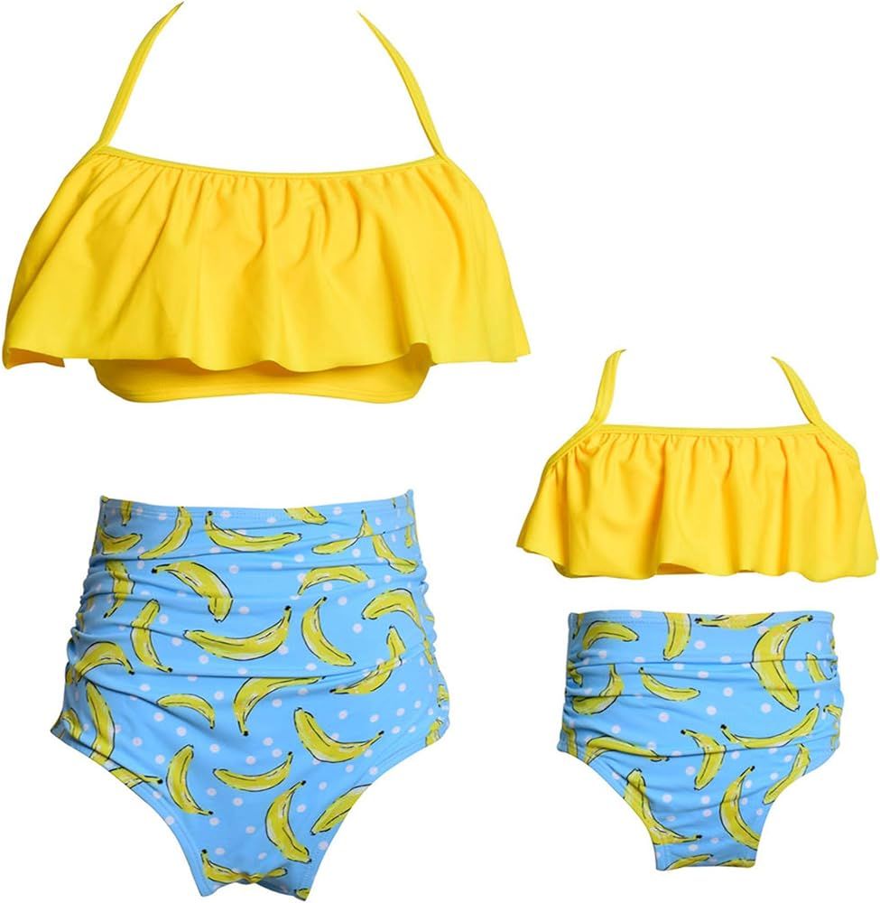 WIWIQS Summer Cute Baby Girls Bikini Set Family Matching Swimwear Mommy and Me Swimsuit | Amazon (US)