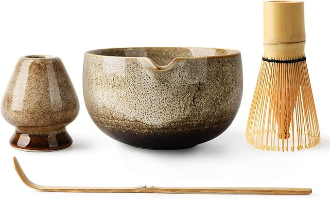 Japanese Matcha Tea Set, Matcha Bowl with Spout,Included Handmade Ceramic Whisk Holder, Matcha Wh... | Amazon (UK)