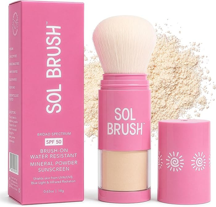 SPF 50 Mineral Sunscreen Powder, Broad Spectrum UVA/UVB Protection Sunscreen, Mess Free Brush On ... | Amazon (US)