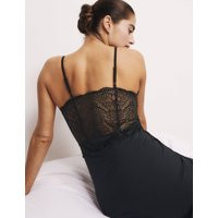 Body By M&S Women's Body Soft™ Lace Trim Chemise - Black, Black | Marks & Spencer (UK)