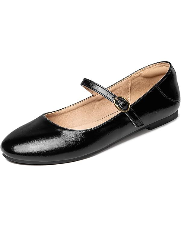 Rekayla Mary Jane Flats Shoes Women Dressy Comfortable Round Toe Slip on Ballet Flat | Amazon (US)