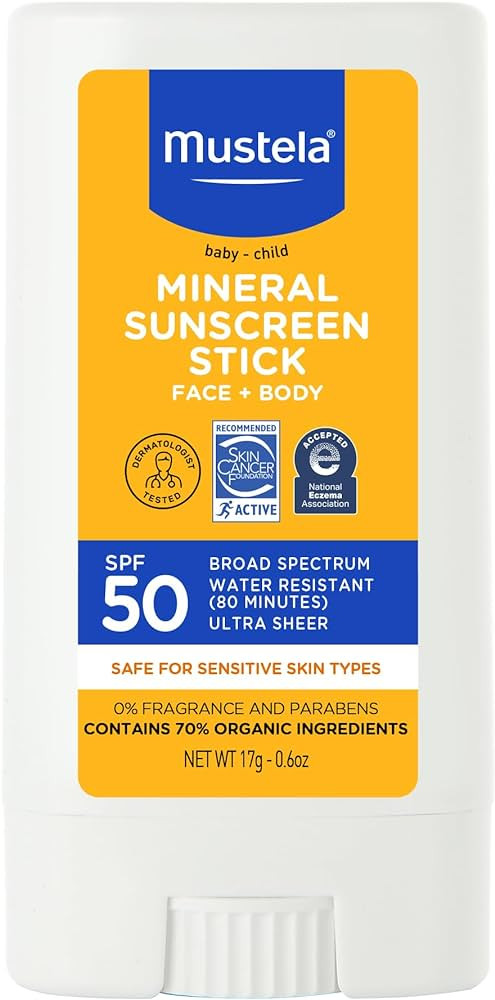 Mustela Baby Mineral Sunscreen Stick SPF 50 Broad Spectrum - Face & Body Sun Stick with 70% Organ... | Amazon (US)