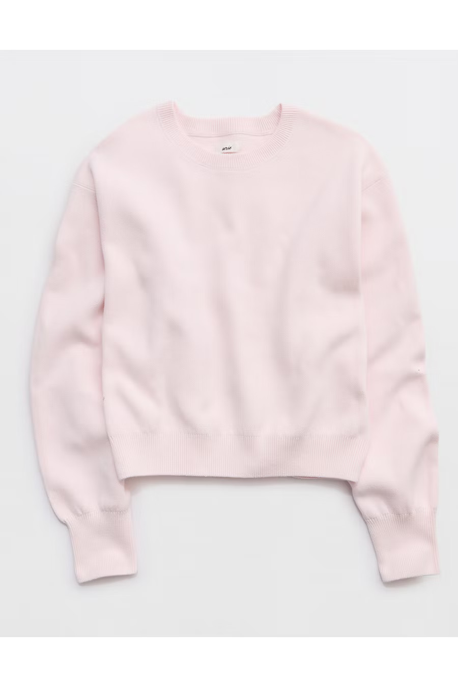 Aerie Cropped Crew Sweater Women's Pink Petal XXS | American Eagle Outfitters (US & CA)