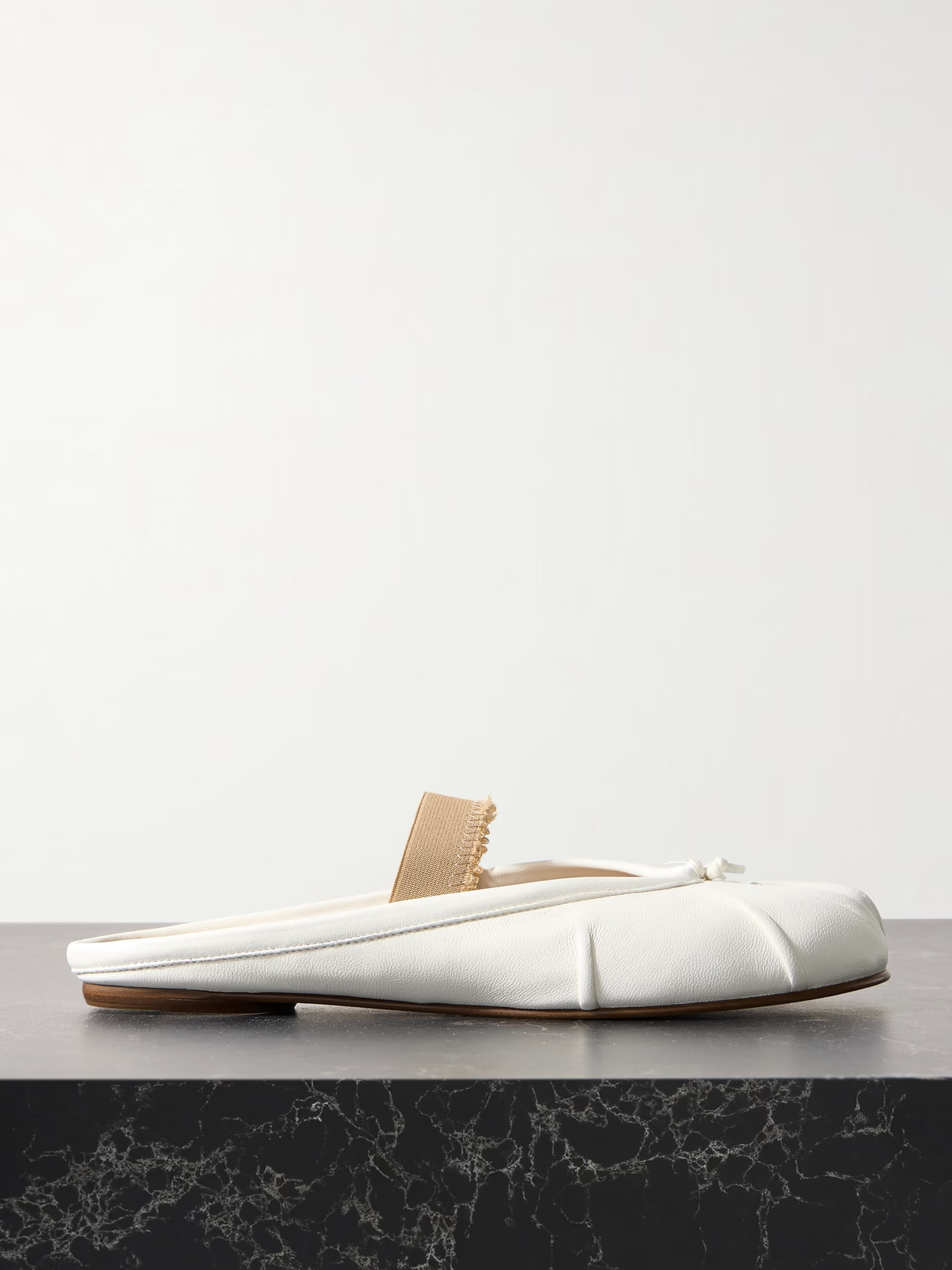 Maison Margiela - Tabi Frayed Split-toe Leather Ballet Flats - Ivory | NET-A-PORTER (US)
