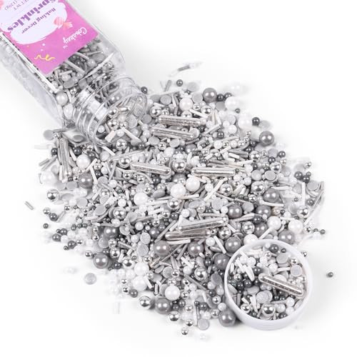 Gray & Sliver Sprinkles for Cake Decorating 4.23ounce - Sugar Mix Contains Metallic & Pearl Sprinkles for Cupcake Toppers, Ice Cream, Candy, Cookie Decorations - Holiday Party Supplies | Amazon (US)