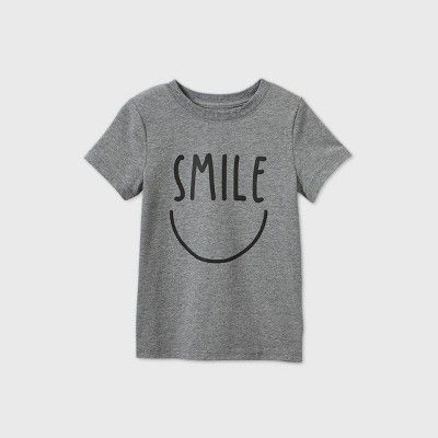 Toddler Boys' Short Sleeve Smile Graphic T-Shirt - Cat & Jack™ Gray | Target