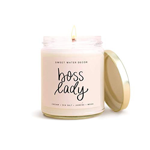 Sweet Water Decor, Boss Lady, Sea Salt, Jasmine, Cream, and Wood Scented Soy Wax Candle for Home ... | Amazon (US)