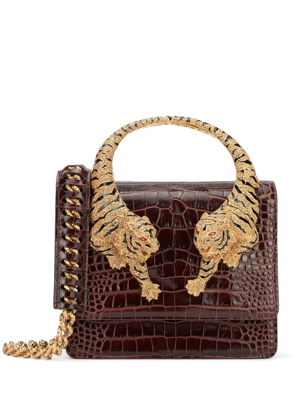 Roberto Cavalli small Roar Bag tiger-embellished tote bag - Brown | Farfetch Global