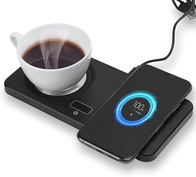 Coffee Mug Warmer, 2 in 1 Phone QI Wireless Charger Drink Heating Warmer Magnetic USB Charging, C... | Amazon (US)