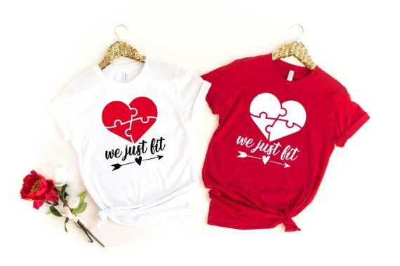 Valentine's Day Couple Matching Shirt, We Just Fit Shirts, Valentine's Shirt, Cute Heart Shirt, V... | Etsy (US)