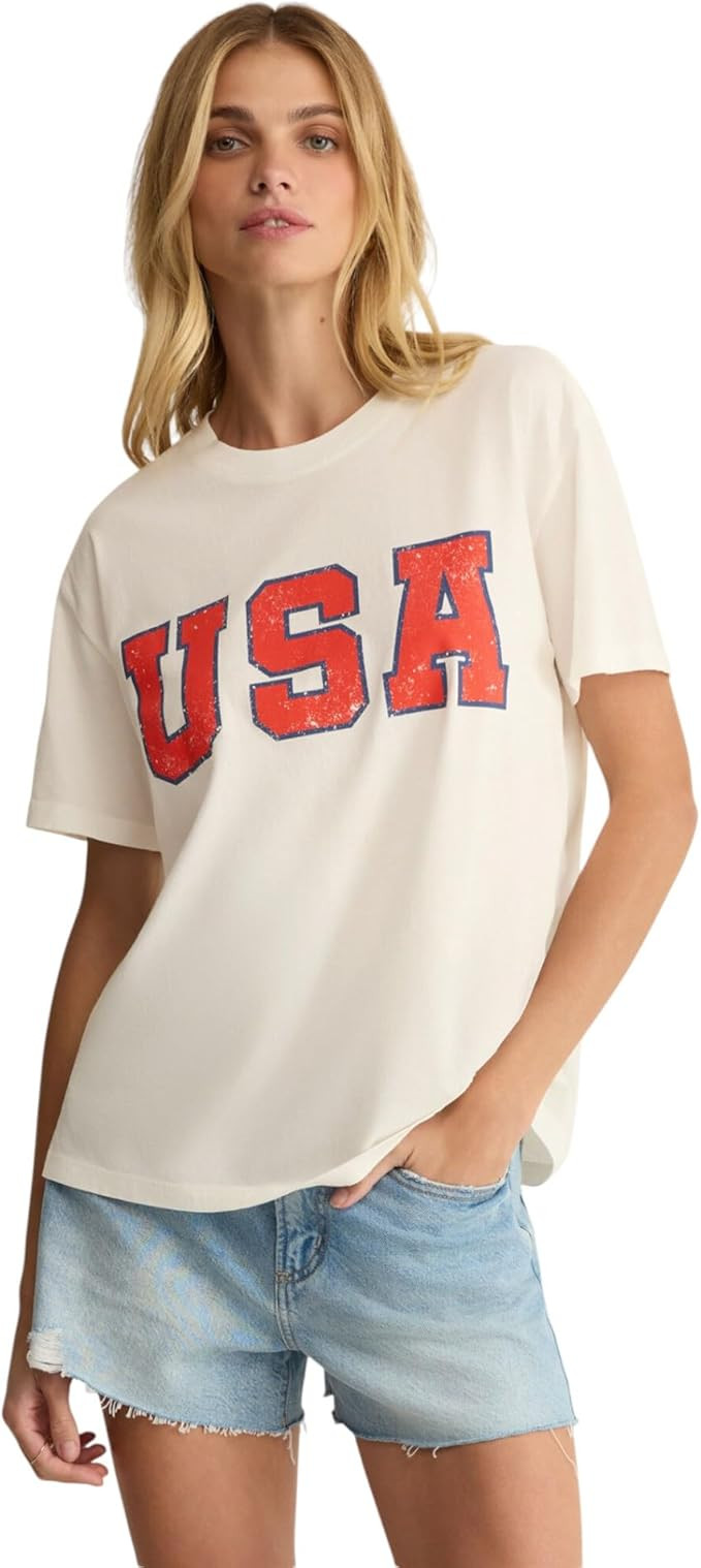 Amazon.com: Z SUPPLY Women's USA Boyfriend Tee Sea Salt L : Clothing, Shoes & Jewelry | Amazon (US)
