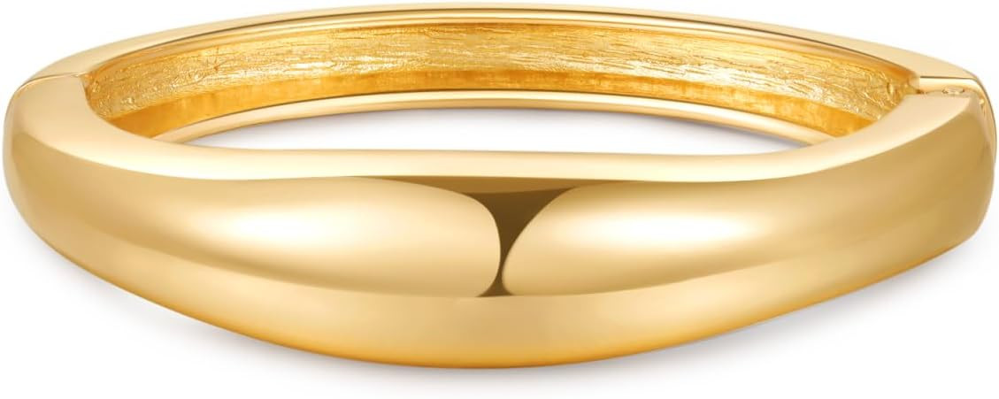 Chunky Gold/Silver Gold Cuff Bangle Bracelets for Women Trendy Hinged Cuff Open Wide Chunky Gold ... | Amazon (US)