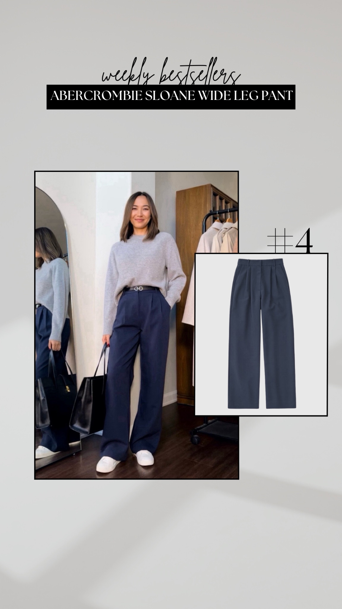 #4 bestseller - Abercrombie Sloane wide leg pants 

• a yearly bestseller + available in several colors + inseams 
• if you’re under 5’4”, I’d recommend getting the extra petite or petite length 
• under $100

Workwear / business casual / smart casual 

#LTKSeasonal #LTKWorkwear #LTKFindsUnder100