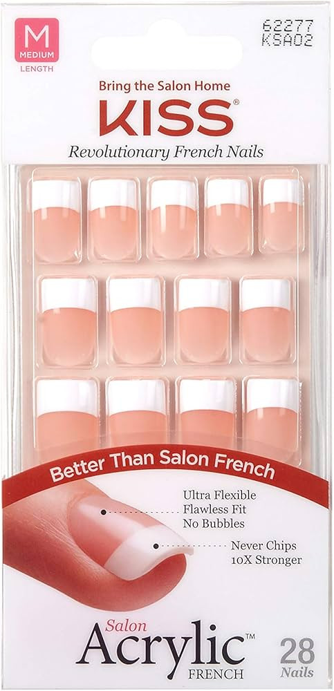 KISS Salon Acrylic French Nails Kit Sugar Rush Medium KSA02 (2 PACK) | Amazon (US)