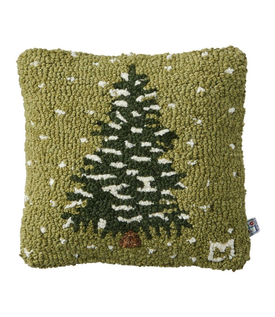 Wool Hooked Throw Pillow, Frosted Tree, 14" x 14" | L.L. Bean