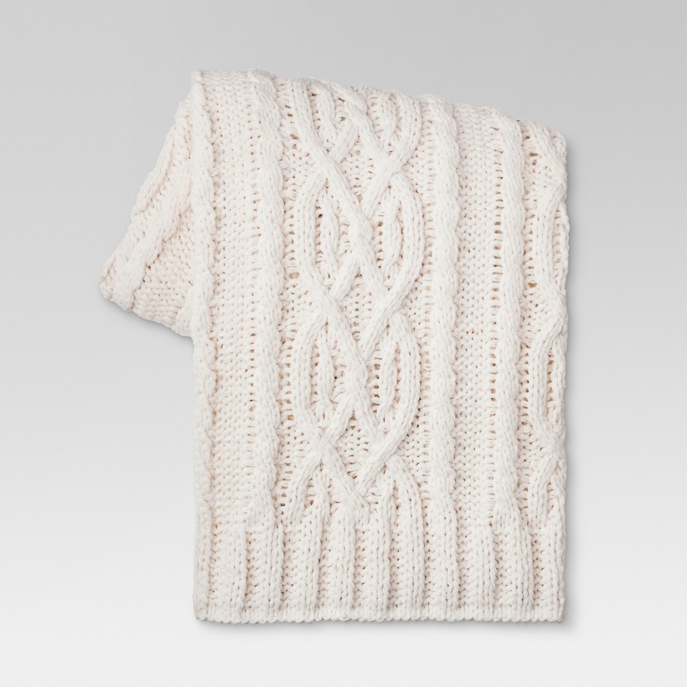 Cable Knit Throw Blanket (50""x60"") - Cream (Ivory) - Threshold | Target