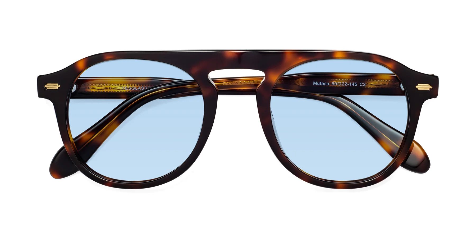 Tortoise Browline Wrap Around Grandpa Tinted Sunglasses with Light Blue Sunwear Lenses - Mufasa | Yesglasses